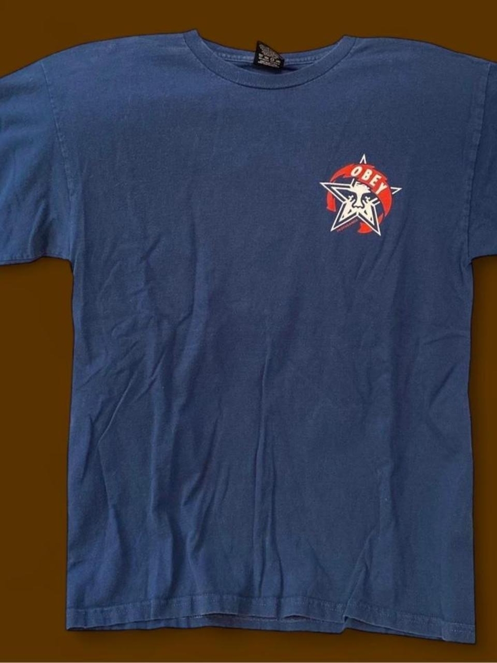 Obey Navy Short-Sleeve Tee with Red & White Star Logo